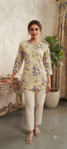 Rayon Foil Print Short Kurti